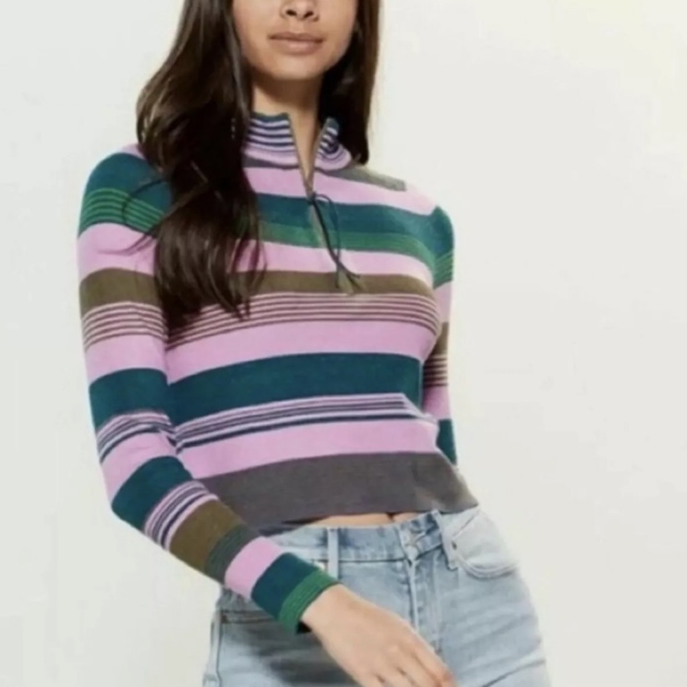 Free People Rip Tide Purple Knit Mock Turtle Neck Sweater